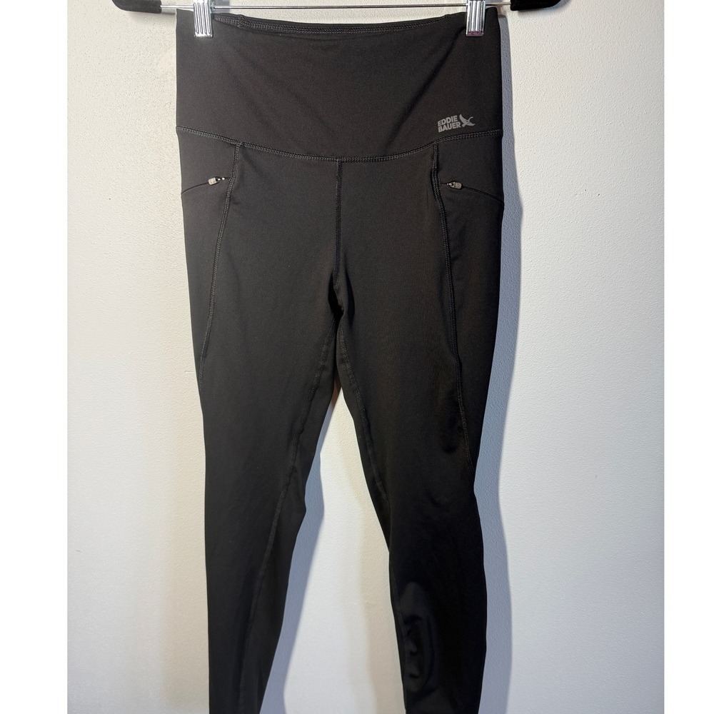 Eddie Bauer Womens Black High Rise Activewear Leggings Small Pockets Athleisure